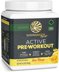 Sunwarrior Active Pre-Workout Powder for Men &amp; Women, Yuzu Mango, 315g (30 Servings)